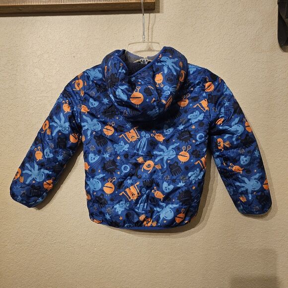 TUCKER + TATE Boys Reversible High Pile Fleece Hooded Jacket Size 5 Blue - Picture 6 of 9